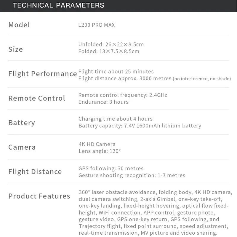 L200 PRO MAX GPS Drone with 2-axis Gimbal