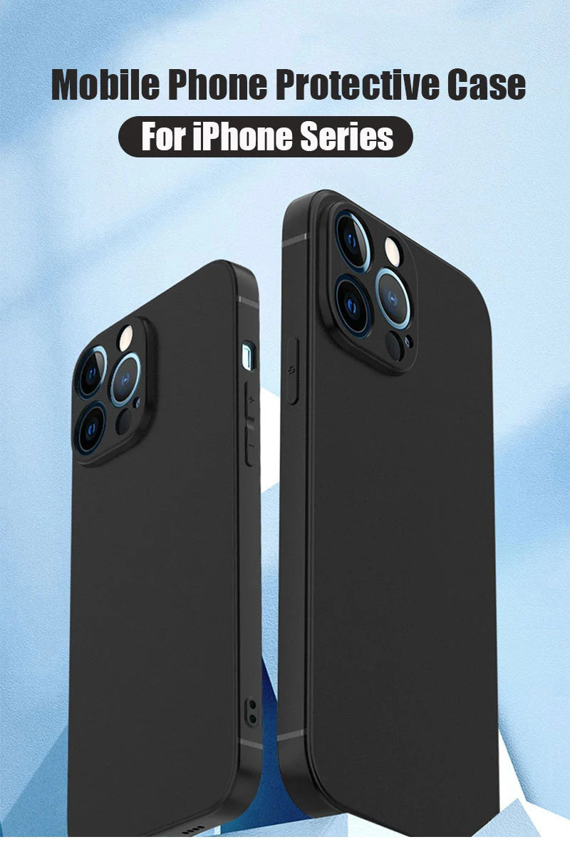 Luxury Black Silicone Matte Phone Case For iPhone