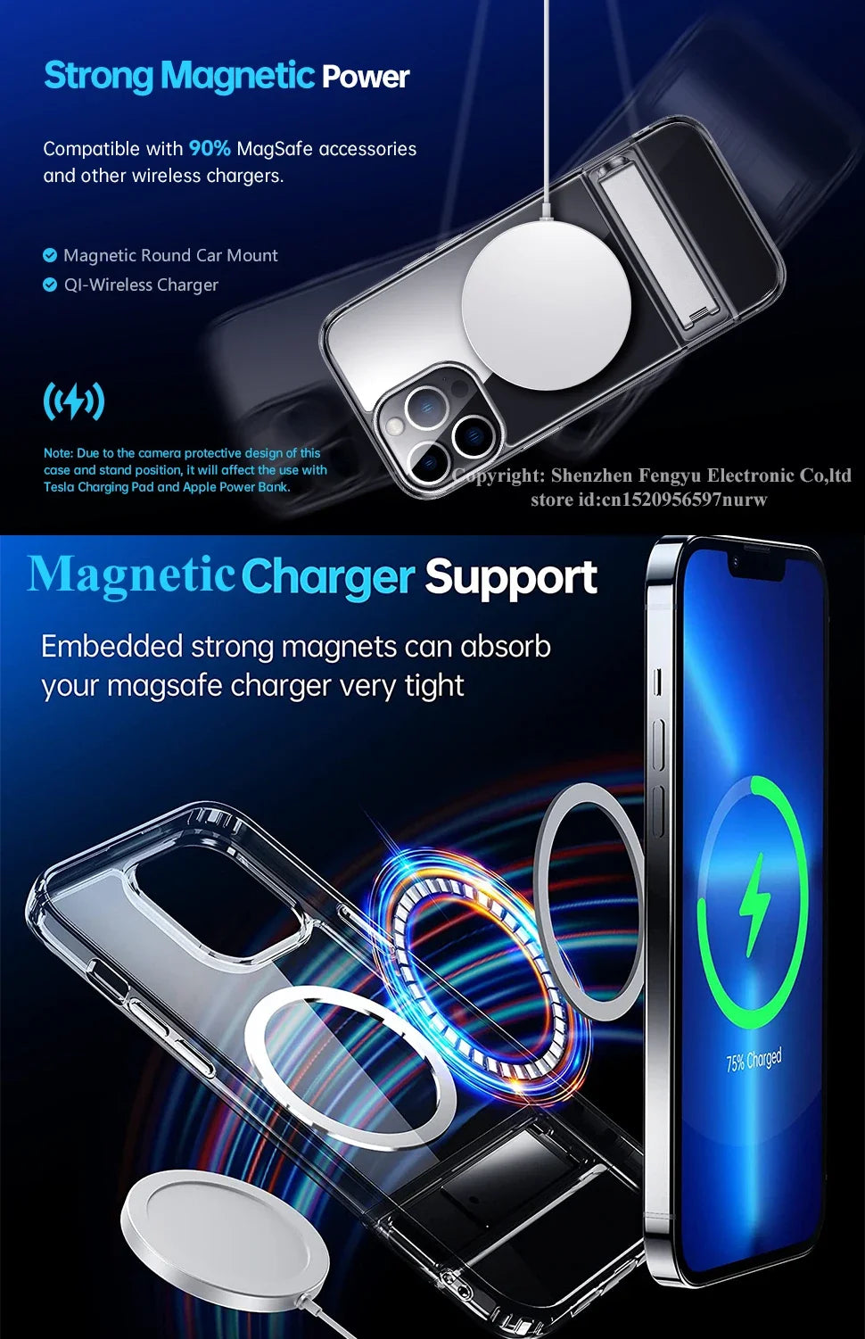 Clear Magnetic Phone Case for iPhone 16 15