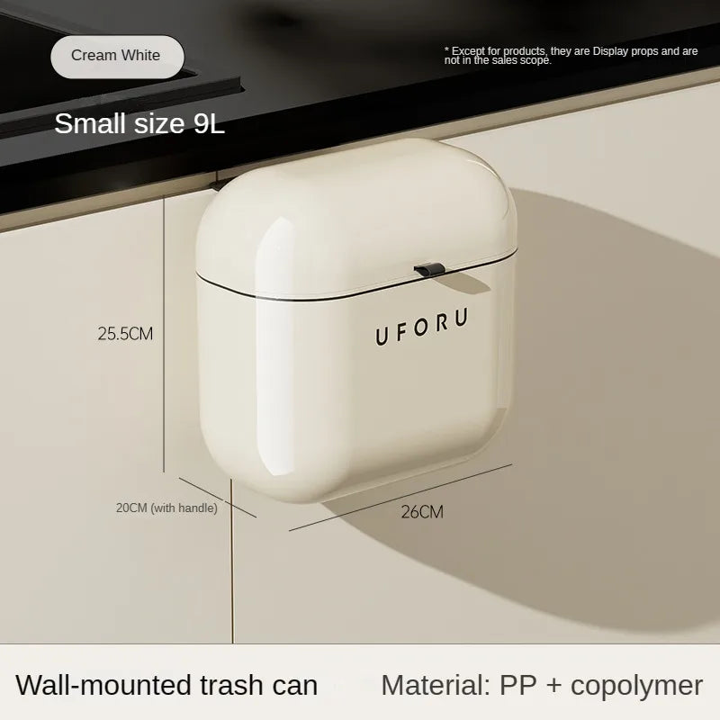 9L/12L DIY Cream-Colored Wall-mounted Kitchen Trash Can with