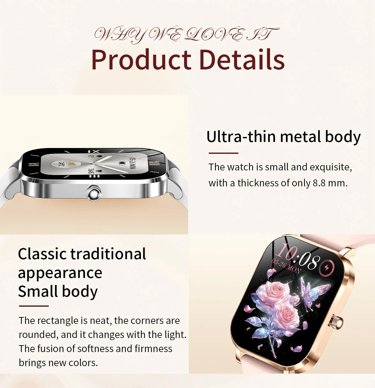 2025 New Smart Watch Women Waterproof Bluetooth Call
