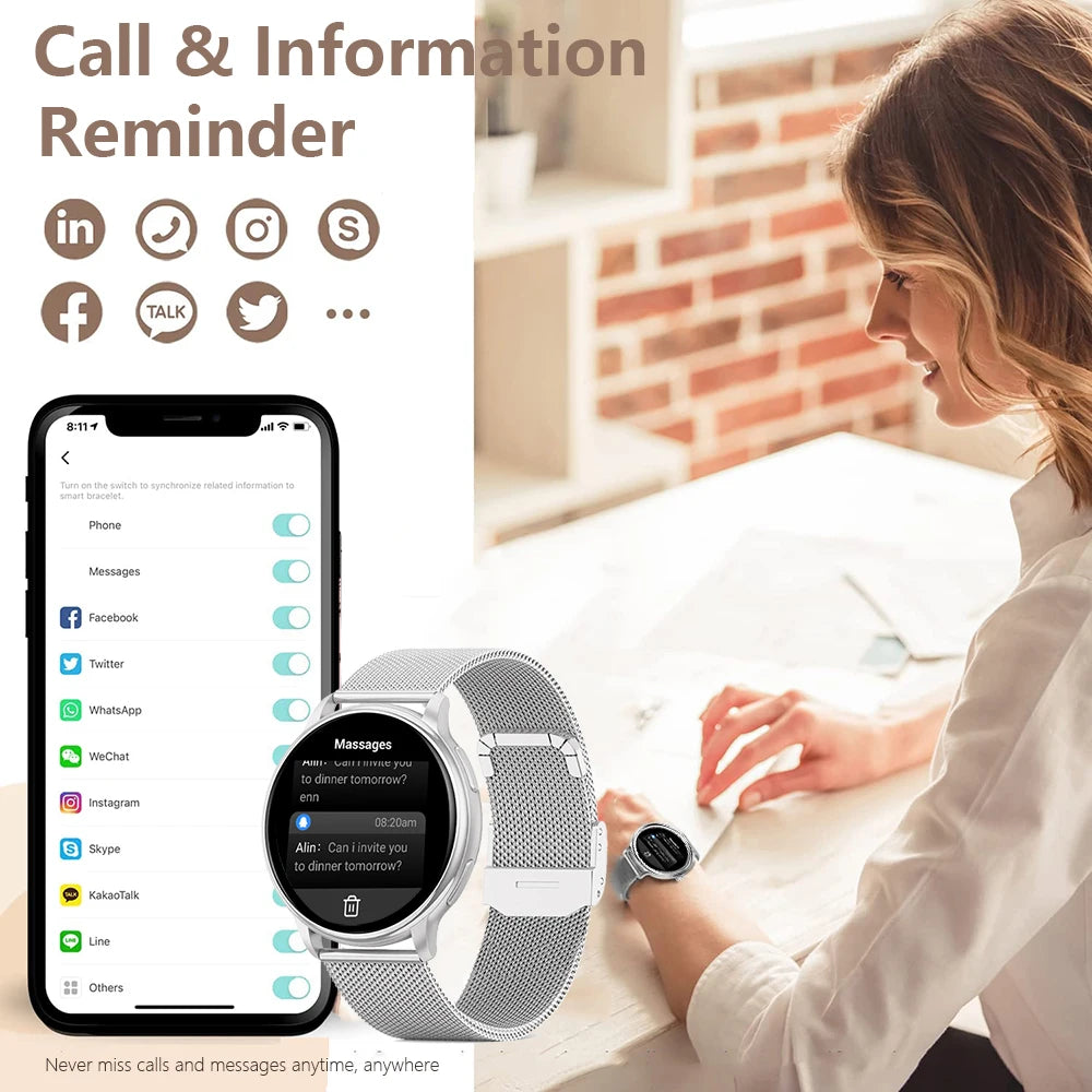 MEVADEN Bluetooth Call Smart Watch Women Custom Dial
