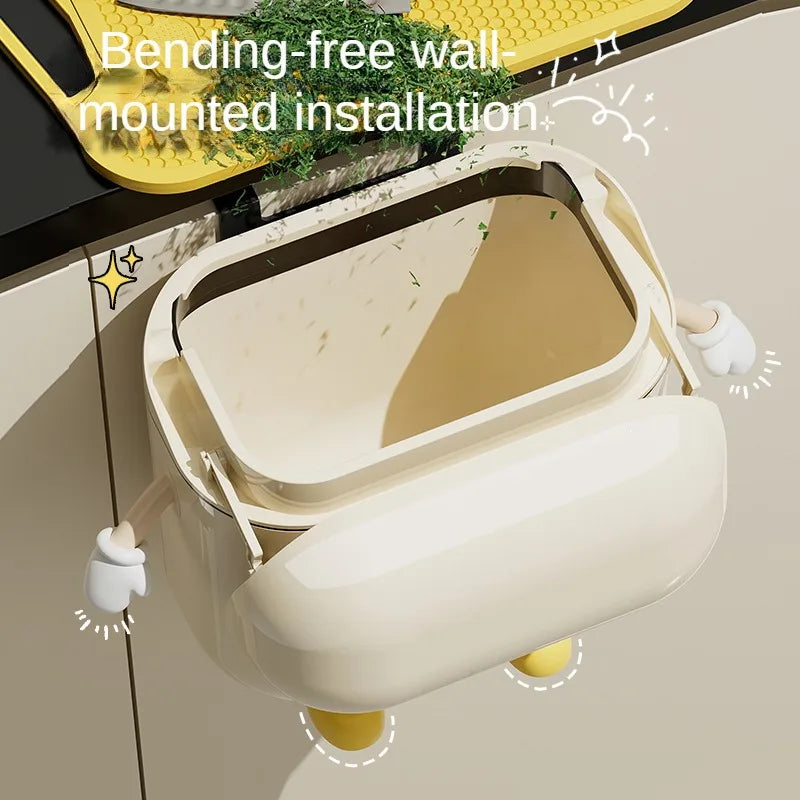 9L/12L DIY Cream-Colored Wall-mounted Kitchen Trash Can with