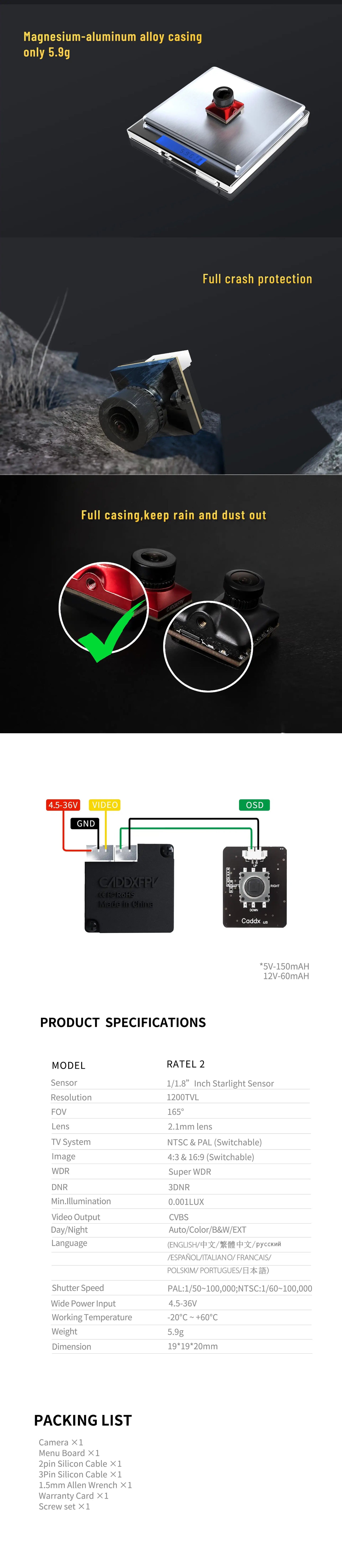 Caddx Ratel 2 V2 FPV Camera Ratel2 2.1mm