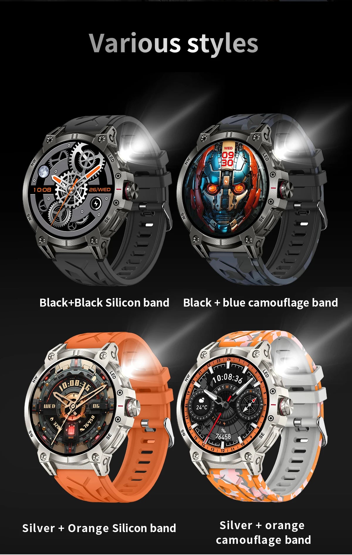 LIGE 760mAh Large Battery Outdoor Smart Watch Men