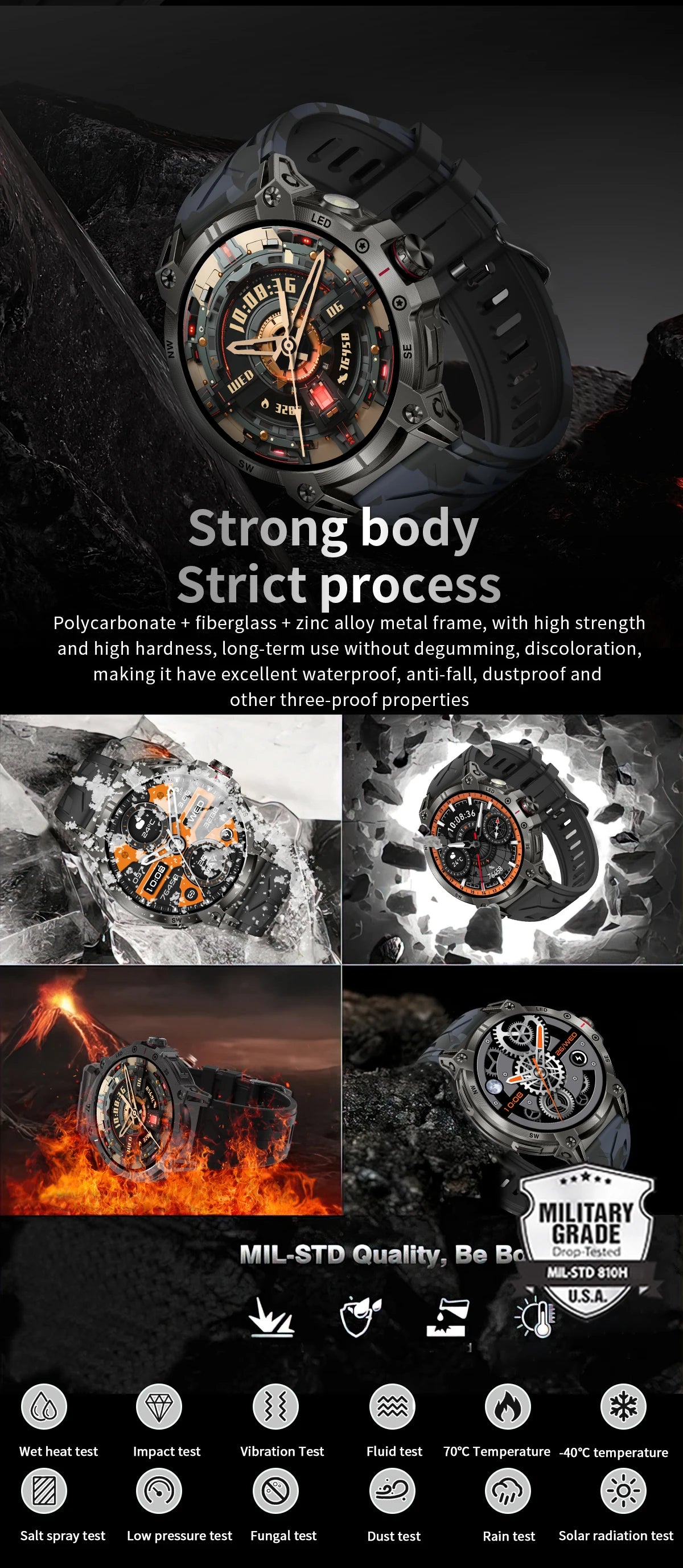 LIGE 760mAh Large Battery Outdoor Smart Watch Men