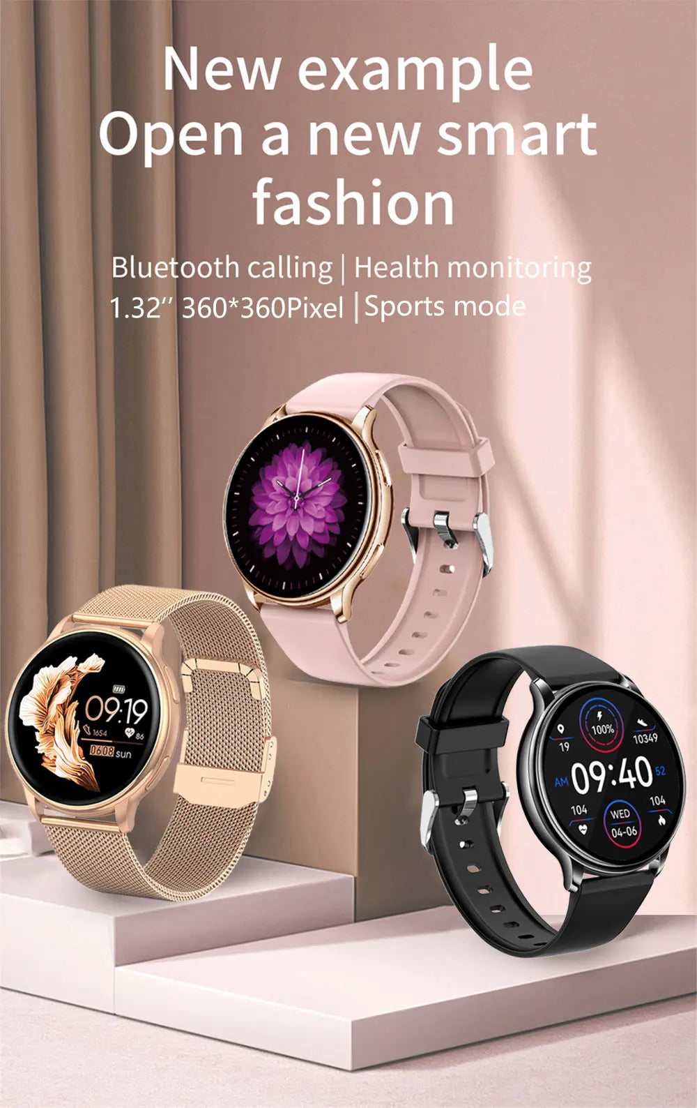 MEVADEN Bluetooth Call Smart Watch Women Custom Dial