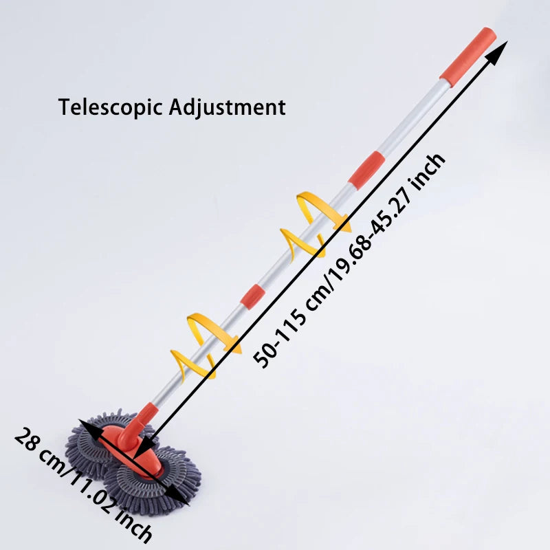 Rotating Three-Section Telescopic Car Wash Mop.Double Head Mop
