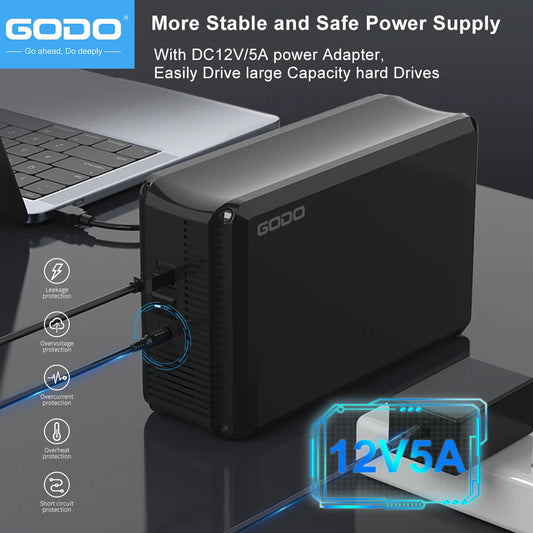 GODO Dual Bay RAID Hard Drive Enclosure 3.5