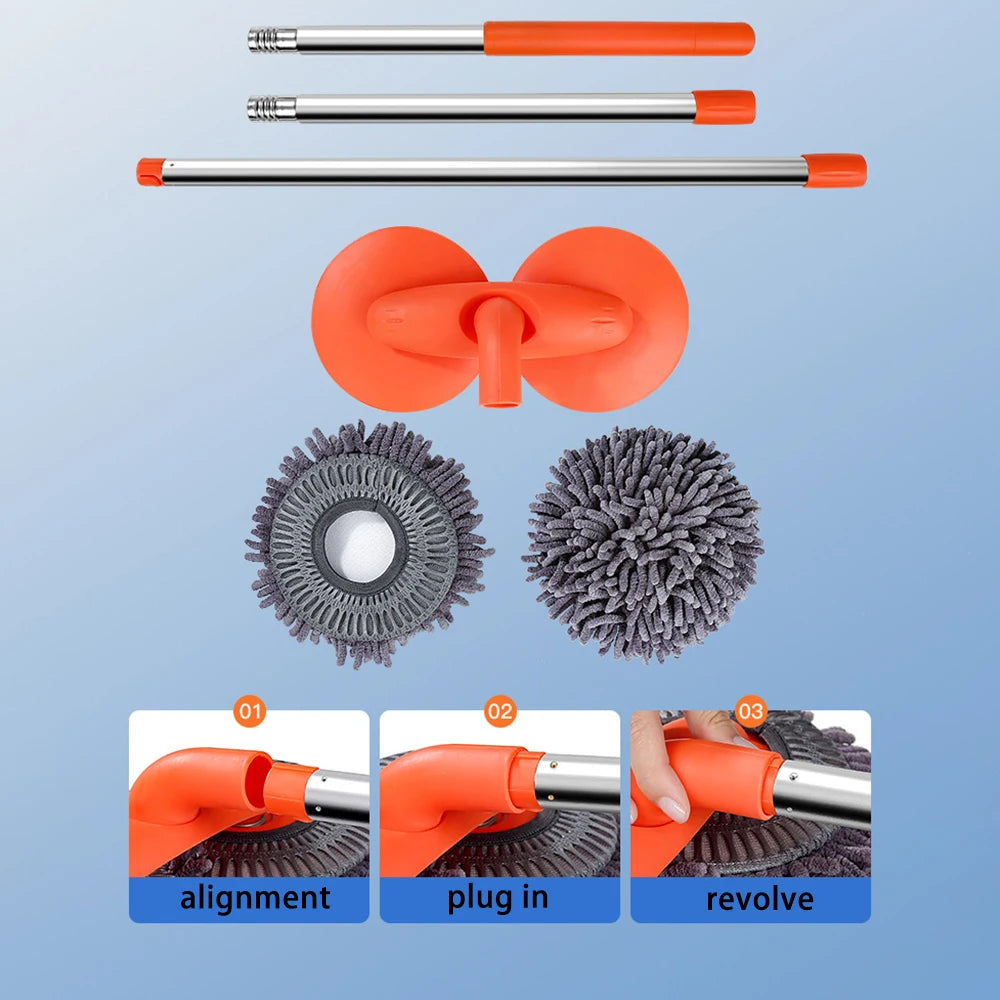Rotating Three-Section Telescopic Car Wash Mop.Double Head Mop