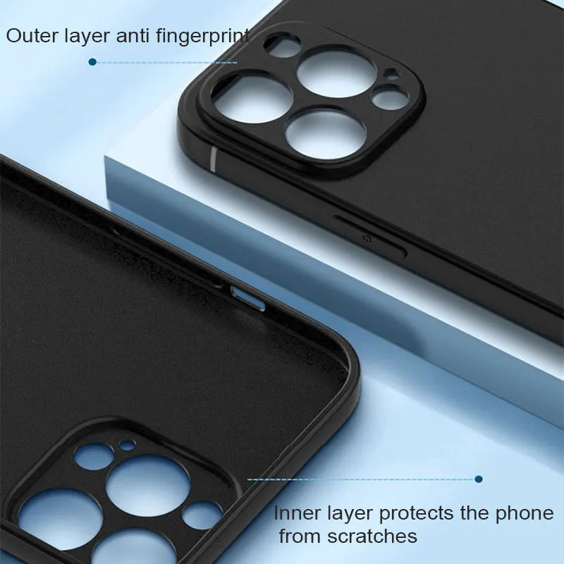 Luxury Black Silicone Matte Phone Case For iPhone