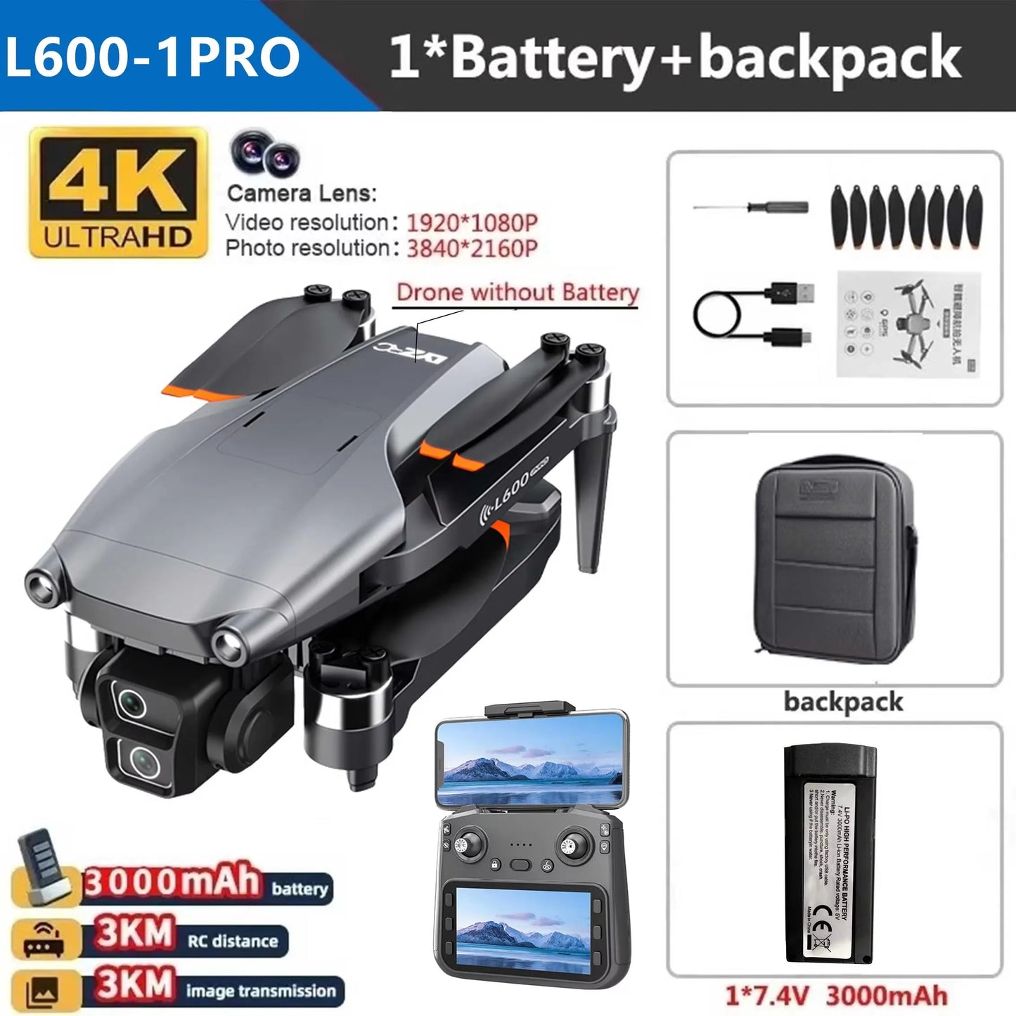 L600-1 Pro MAX GPS Drone 4K Professional HD