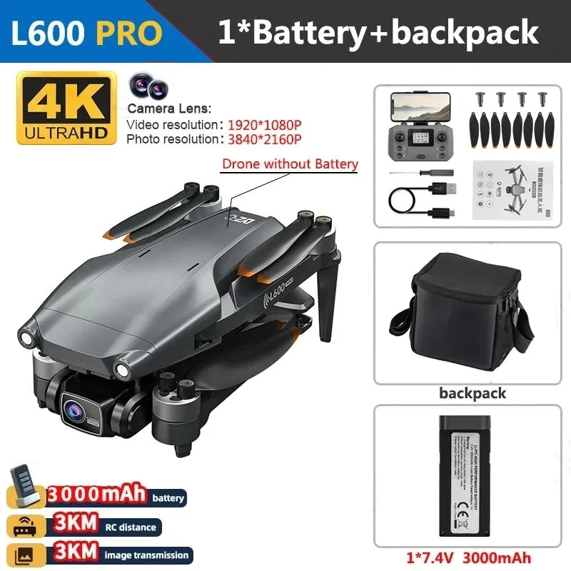 L600 PRO MAX GPS Drone Professional 4K 3-Axis