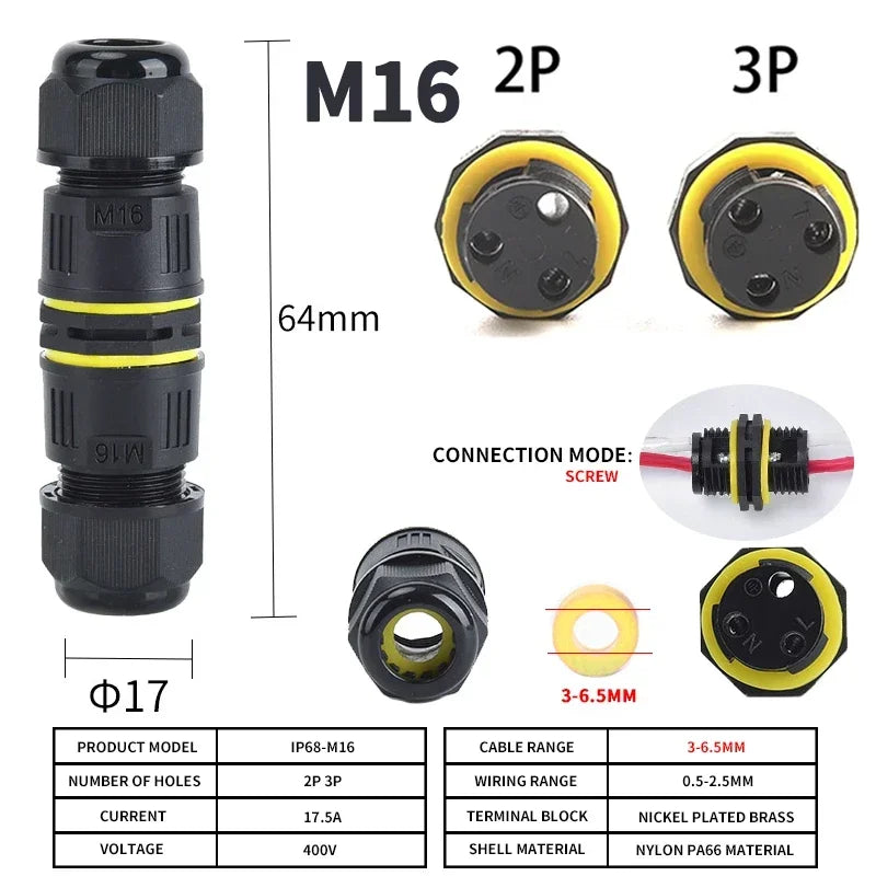 IP68 Outdoor Waterproof Junction Box Electrical Cable Connector,