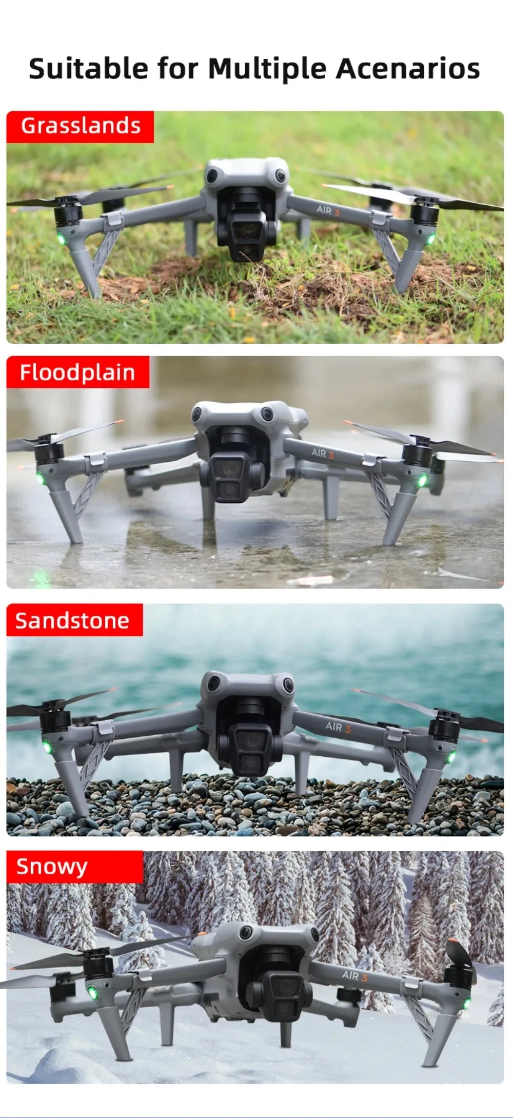 Lightweight Landing Gear for DJI Air 3 Increase