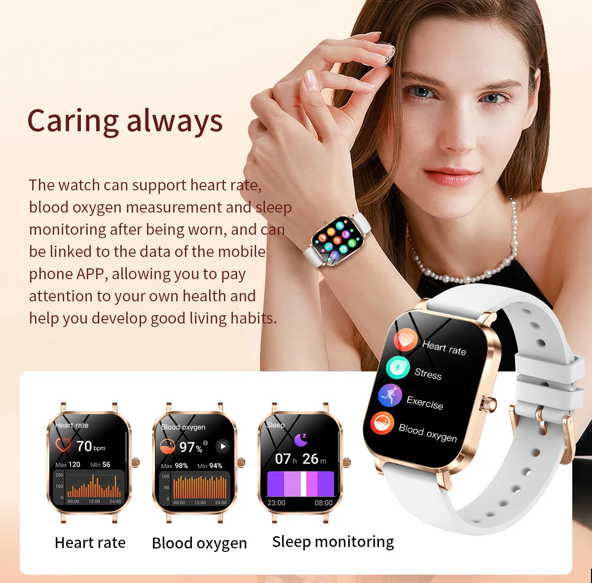 2025 New Smart Watch Women Waterproof Bluetooth Call