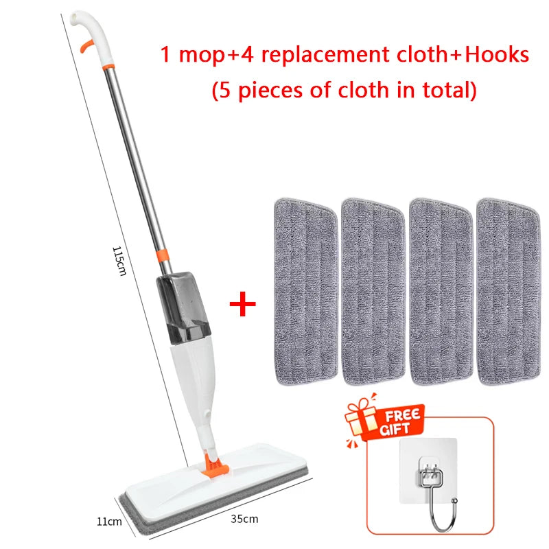 New Large Household Spray Mop With Replaceable Microfiber