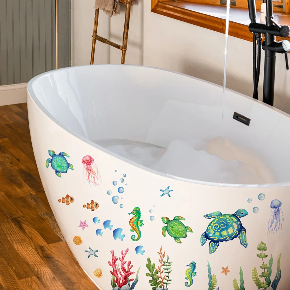 Cartoon Sea Turtle Seahorse Wall Stickers Kids Room