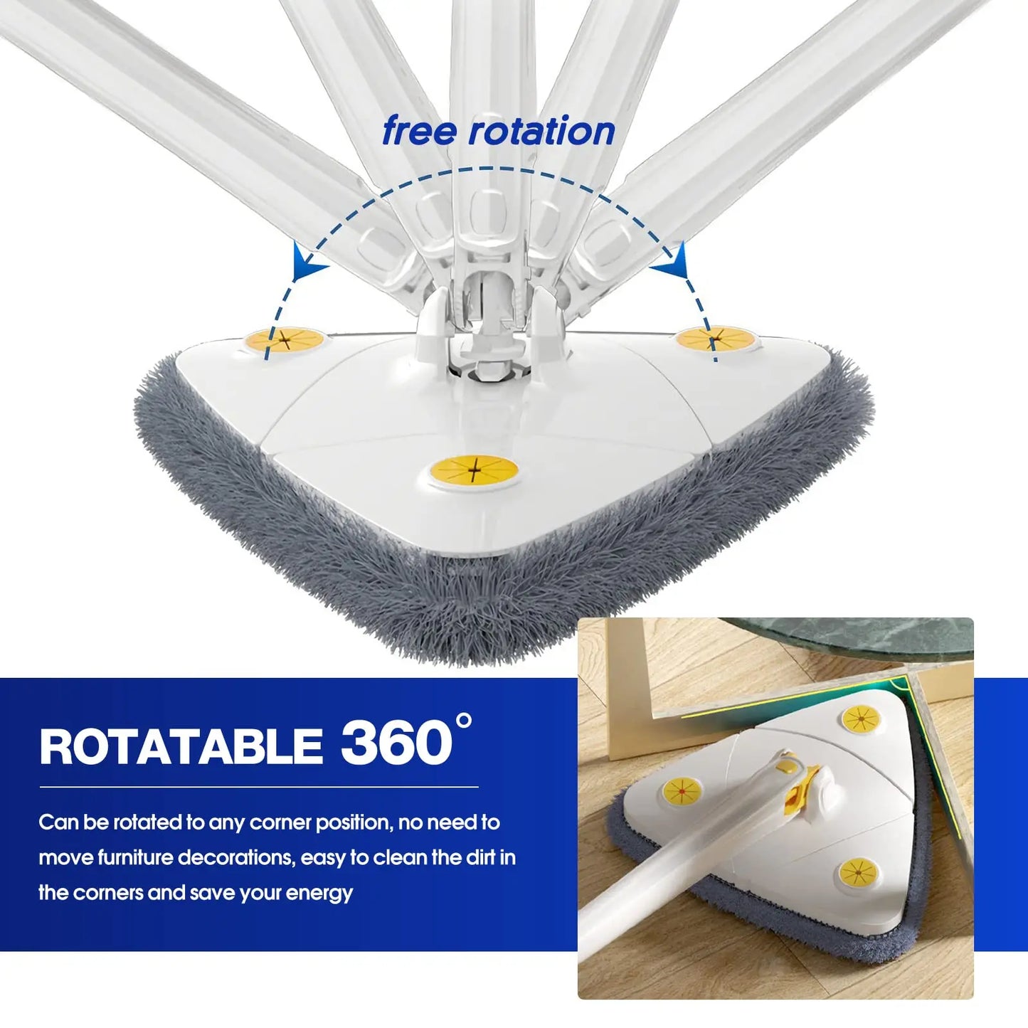 Rotatable Telescopic Triangle Mop 360° Spin Cleaning Mop