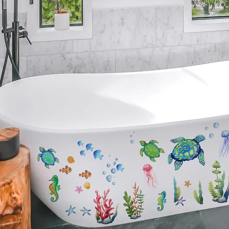 Cartoon Sea Turtle Seahorse Wall Stickers Kids Room