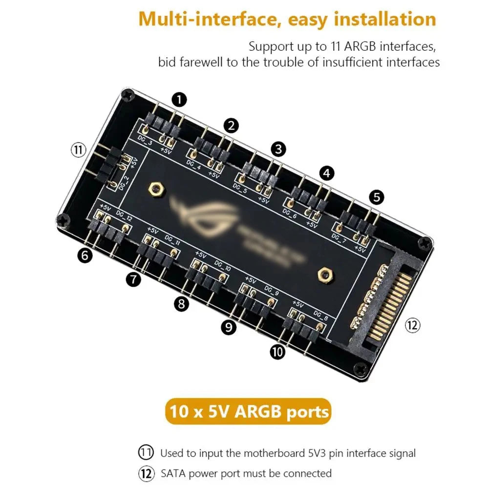 ARGB Connector 1 To 10 Port Splitter Hub