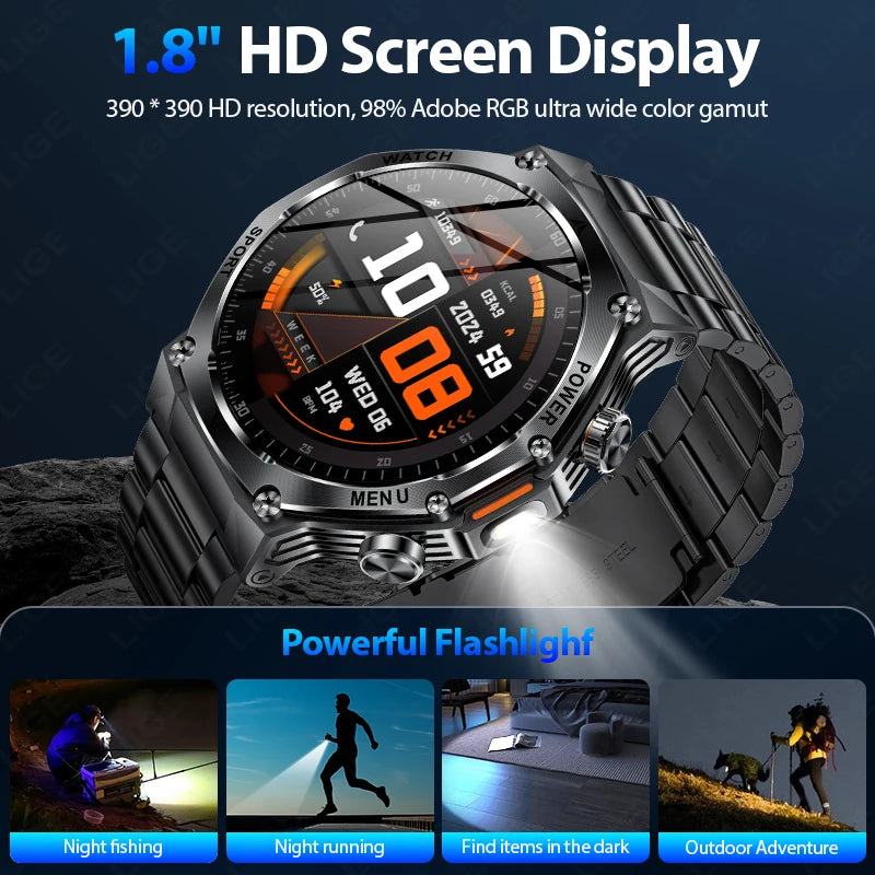 LIGE New Men Smart Watch Bluetooth Calling 800mAh
