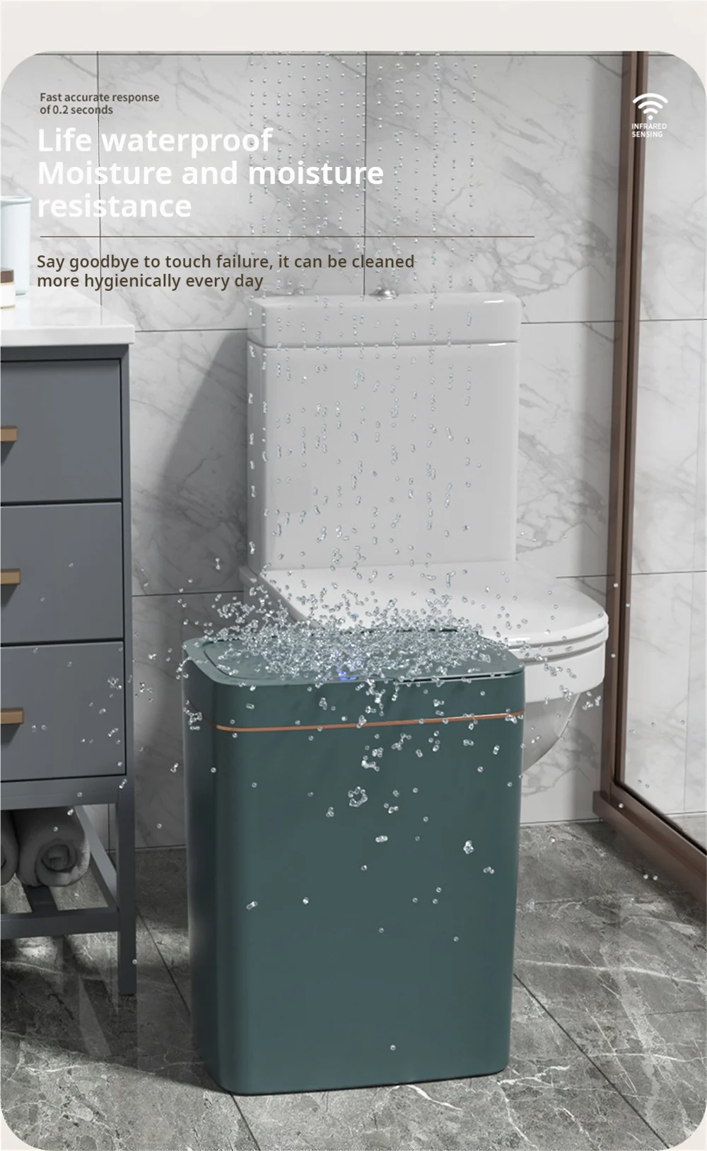 Smart Bathroom Trash Can Automatic Bagging Electronic Trash
