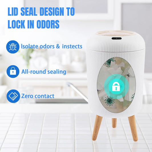 Automatic Trash Can with Lid, Small Plastic Smart