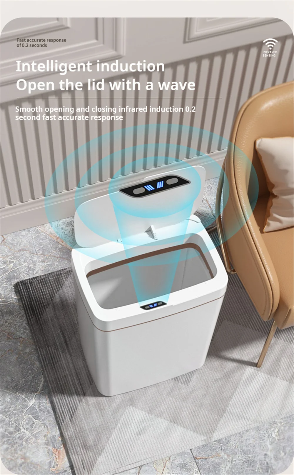 Smart Bathroom Trash Can Automatic Bagging Electronic Trash