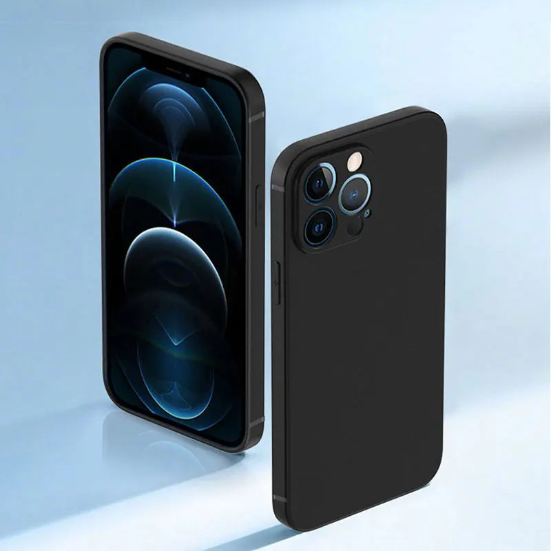 Luxury Black Silicone Matte Phone Case For iPhone