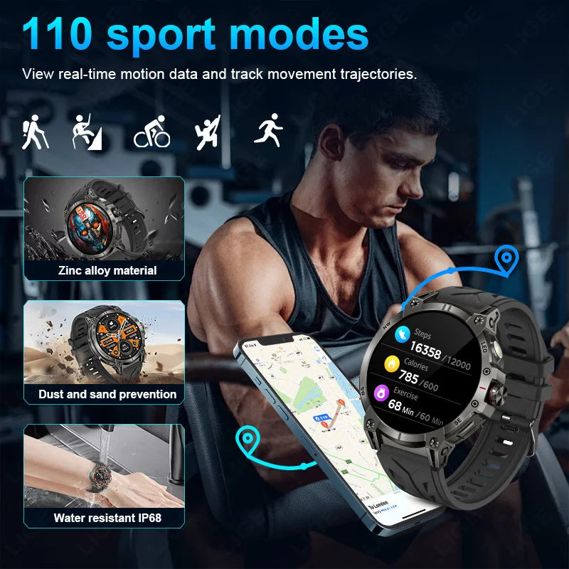 LIGE 760mAh Large Battery Outdoor Smart Watch Men
