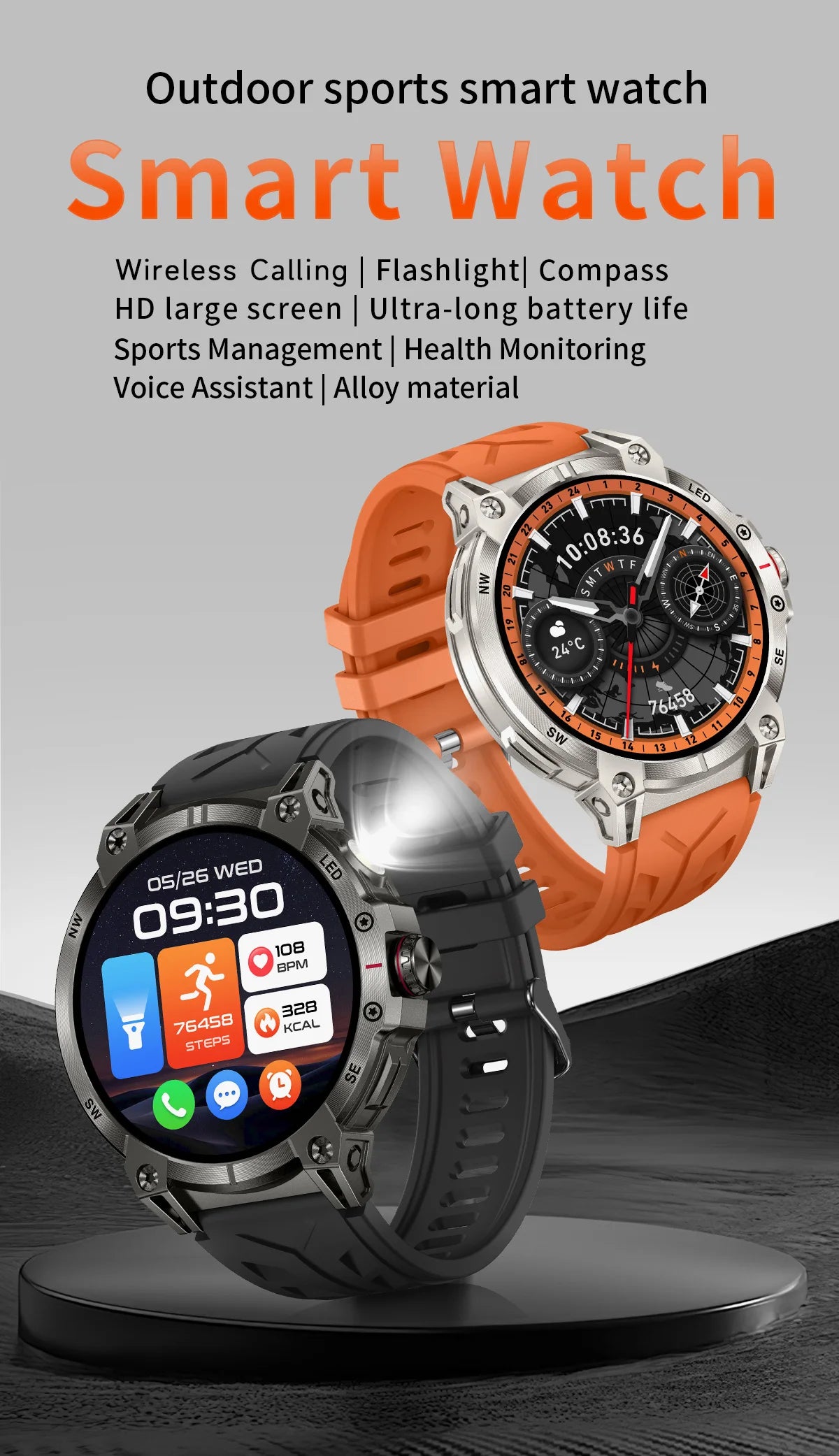 LIGE 760mAh Large Battery Outdoor Smart Watch Men