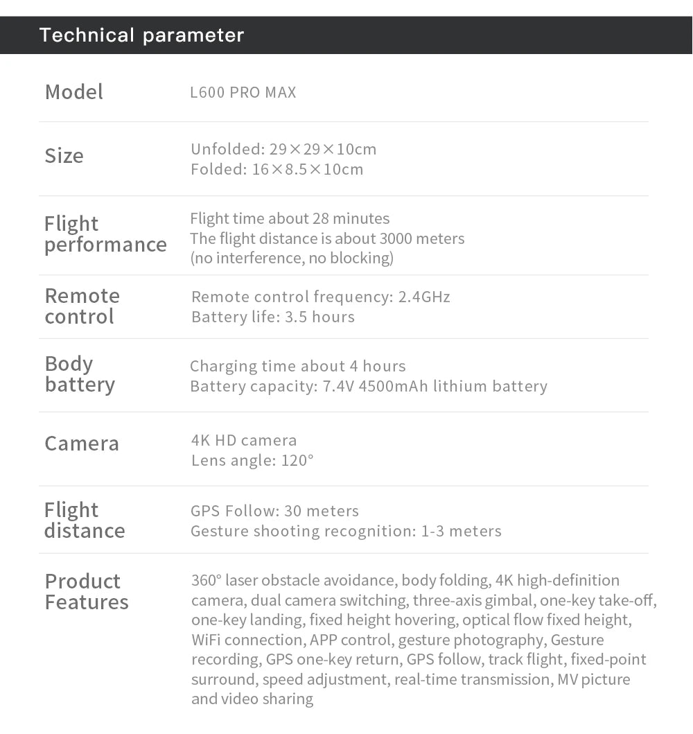 2025 New L600 PRO MAX GPS Drone 5KM