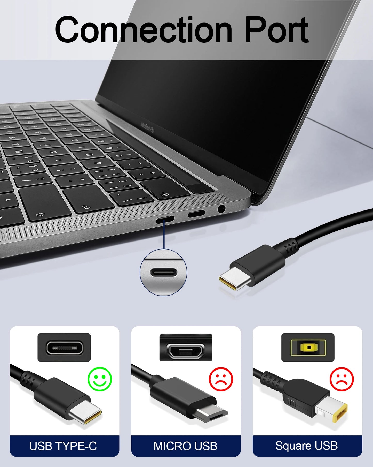 65W 20V 3.25A USB C Laptop Charger Adapter