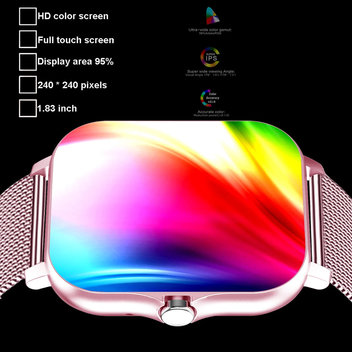 1.83'' Waterproof Smart Watch with Message Answer Call