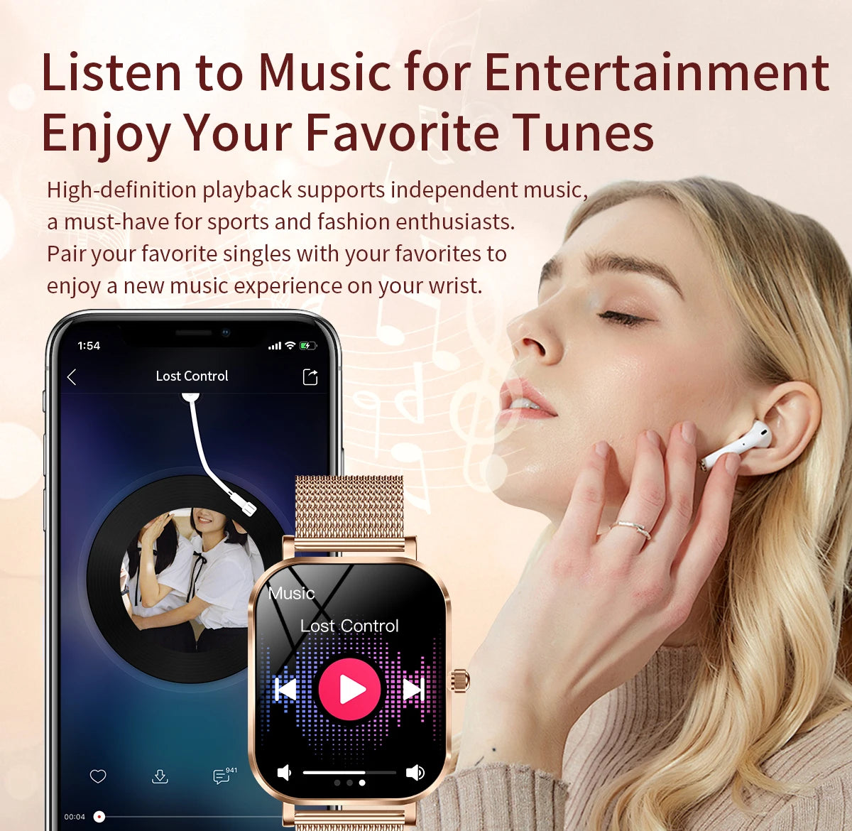 2025 New Smart Watch Women Waterproof Bluetooth Call