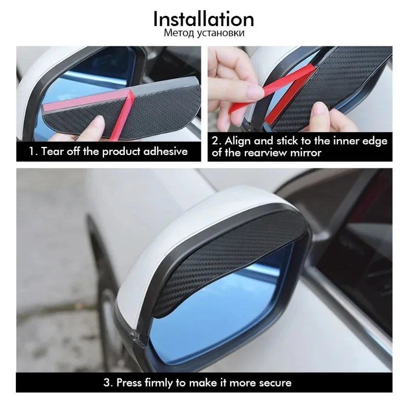 2PCS Car Rearview Mirror Rain Eyebrow Carbon Fiber