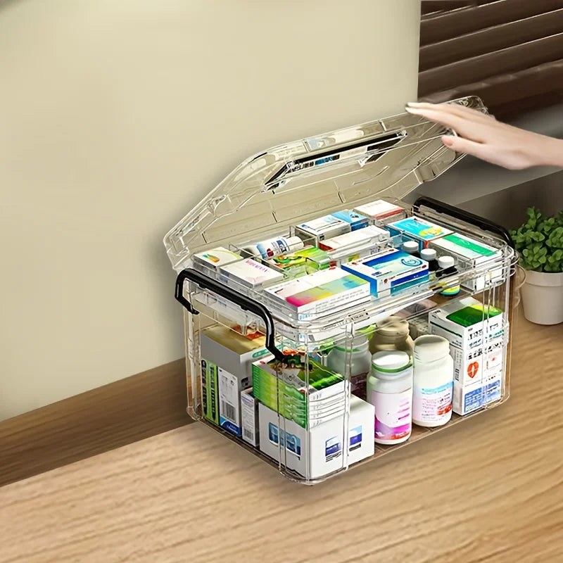 Convenient and Transparent Medicine Organizer Box for Home