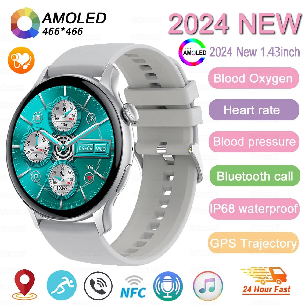 2024 New GPS Smart Watch Women True AMOLED