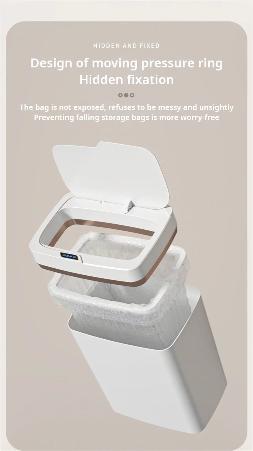 Smart Bathroom Trash Can Automatic Bagging Electronic Trash