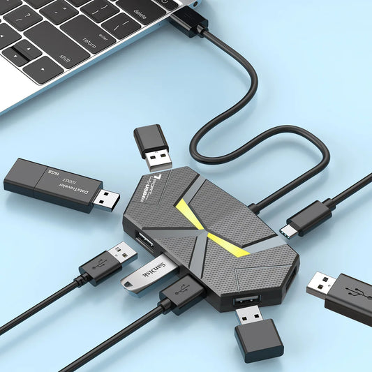 0.6CM/1.2M HUB 7-port Compatible USB2.0 Expansion Splitter Laptop