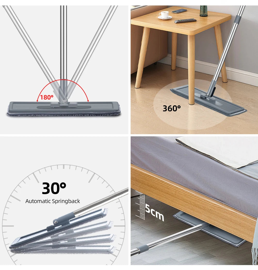 Hand Free Flat Floor Mop And Bucket Set