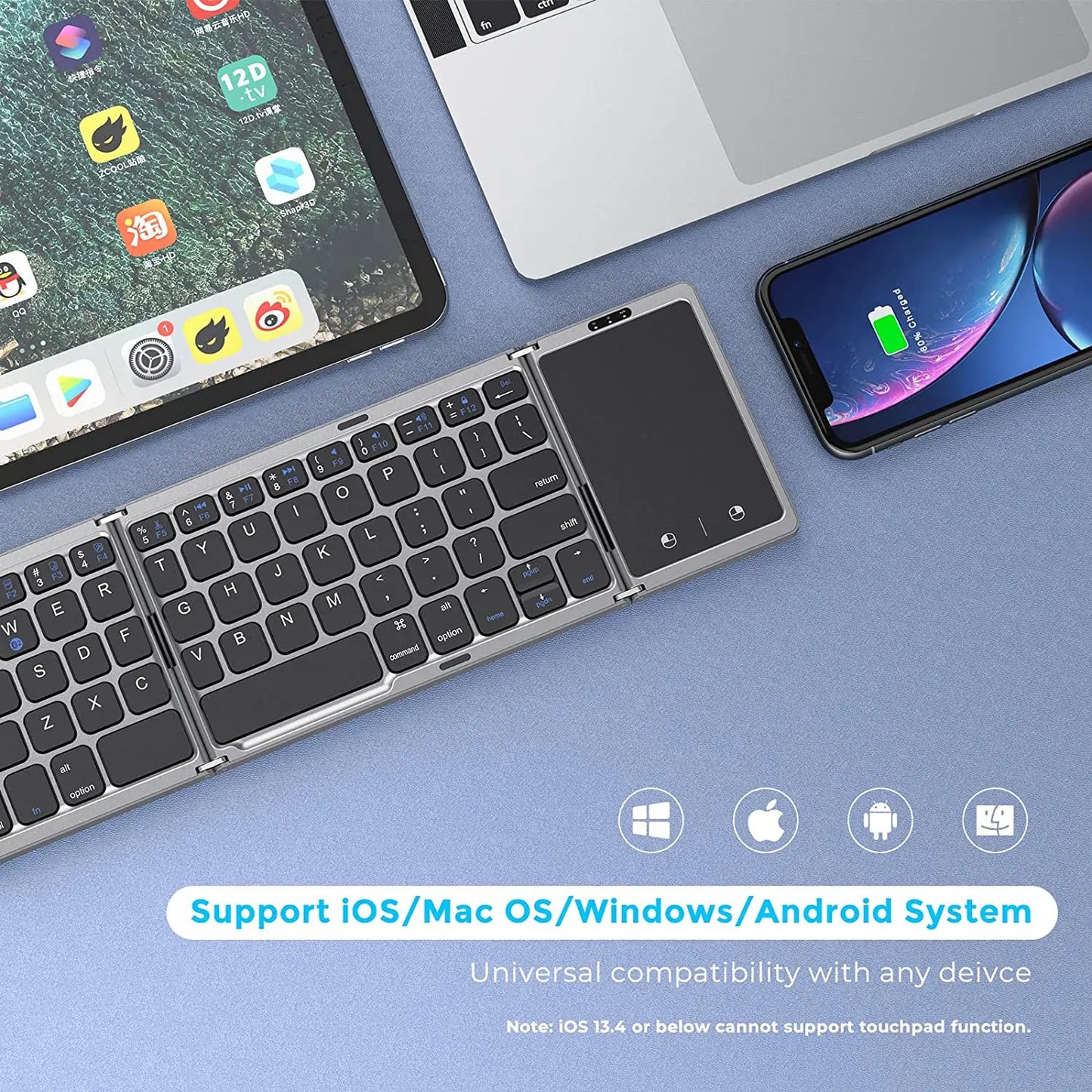 Seenda Foldable Wireless Bluetooth Keyboard Rechargeable Folding Portable