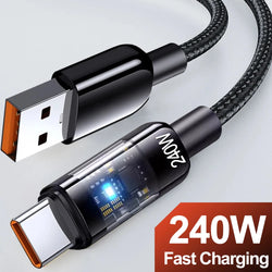 240W 10A Quick Charging USB C Cable Nylon
