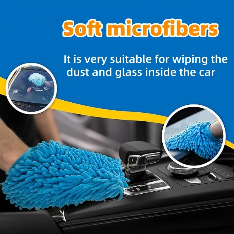 Microfiber cleaning gloves, car surface cleaning, interior cleaning,