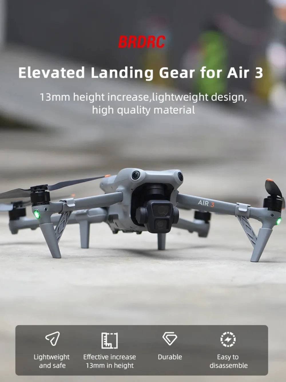 Lightweight Landing Gear for DJI Air 3 Increase