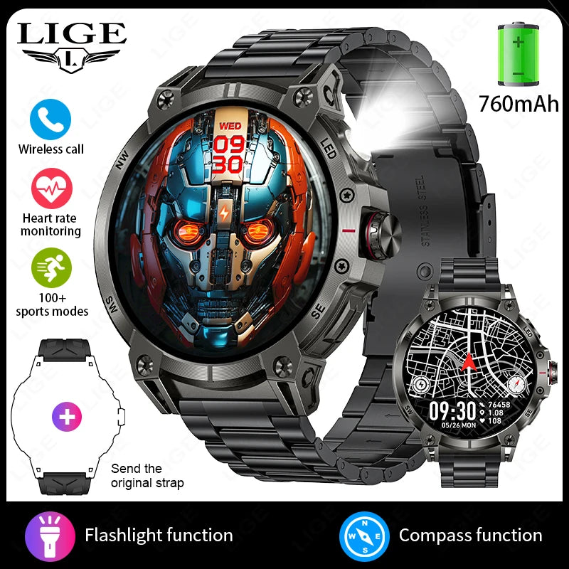 LIGE 760mAh Large Battery Outdoor Smart Watch Men