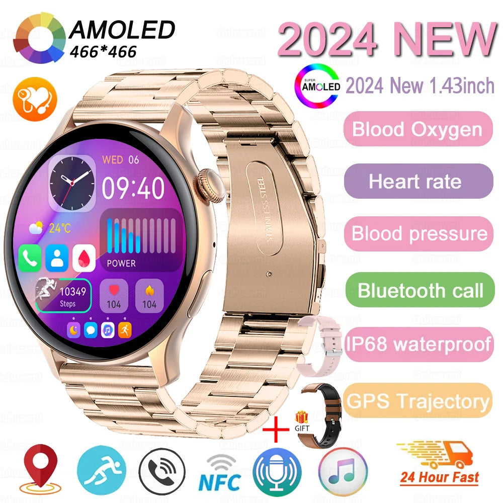 2024 New GPS Smart Watch Women True AMOLED