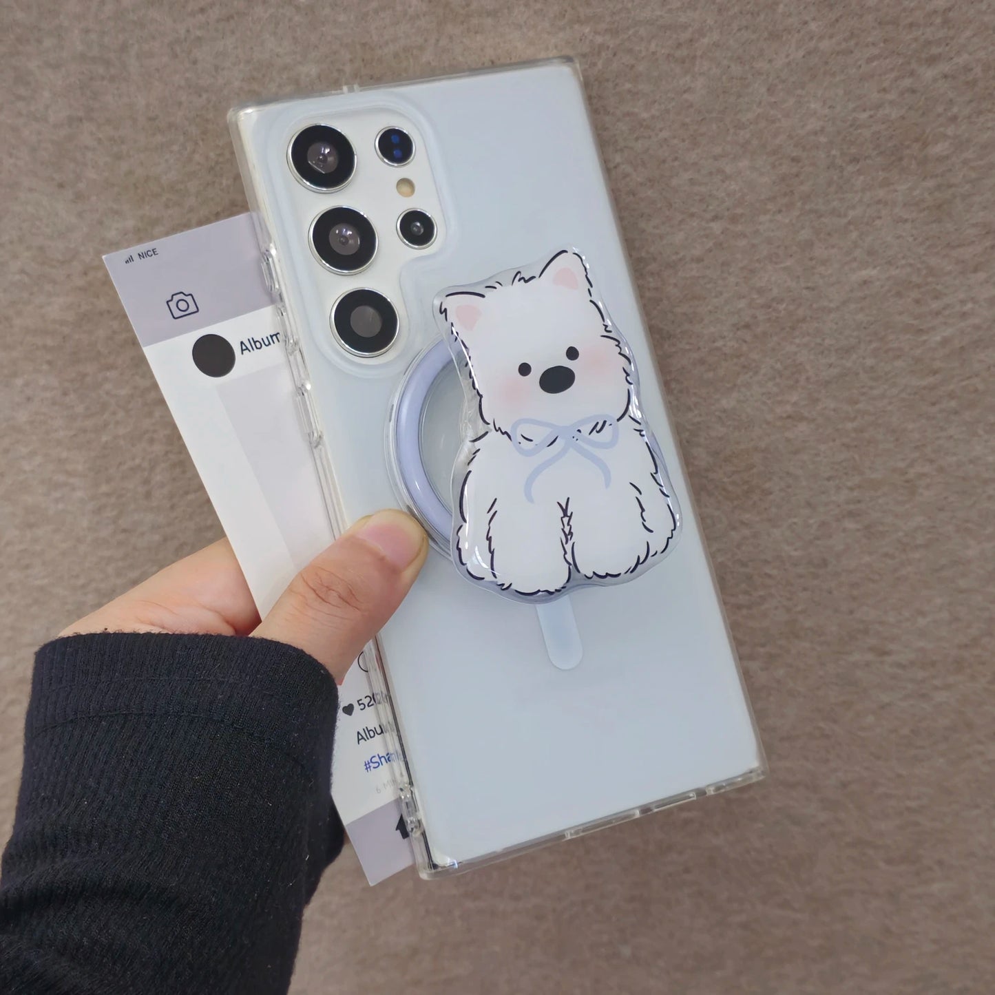 Cute blue bow dog for the new Samsung