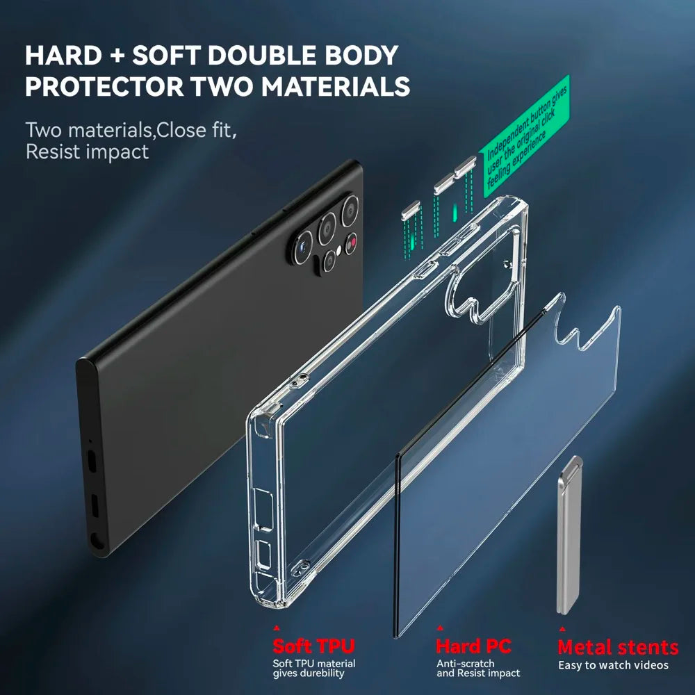 UYUXIO Kickstand Clear Mobile Phone Case for Samsung